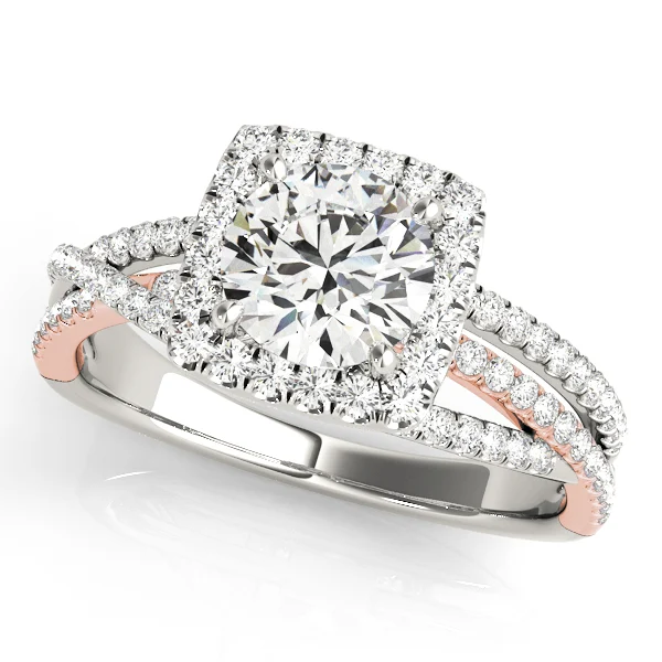 Multirow Twisted Shank Cushion Halo Engagement Ring - Image 9