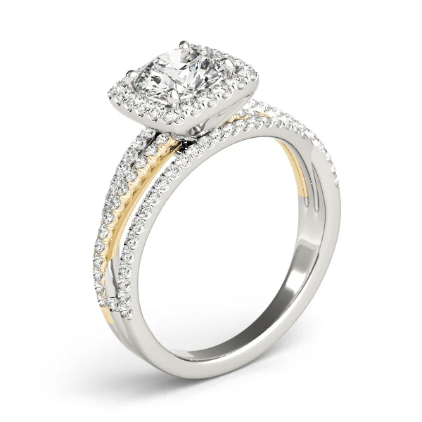 Multirow Twisted Shank Cushion Halo Engagement Ring - Image 8