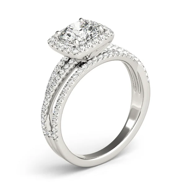 Multirow Twisted Shank Cushion Halo Engagement Ring - Image 4