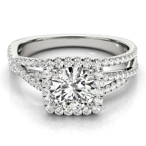 Multirow Twisted Shank Cushion Halo Engagement Ring - Image 3