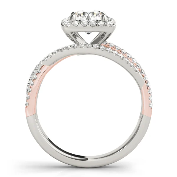 Multirow Twisted Shank Cushion Halo Engagement Ring - Image 10