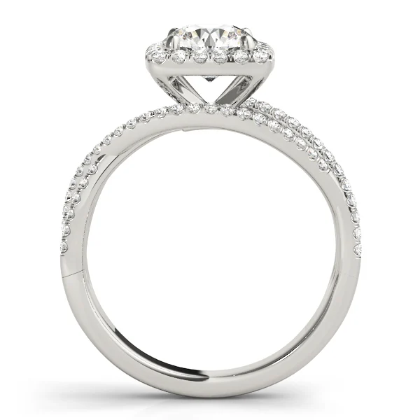 Multirow Twisted Shank Cushion Halo Engagement Ring - Image 2