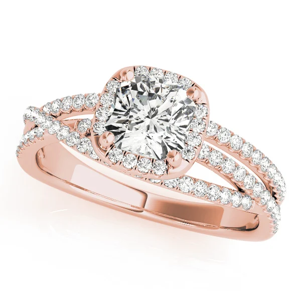 Multirow Twisted Shank Cushion Halo Engagement Ring - Image 9