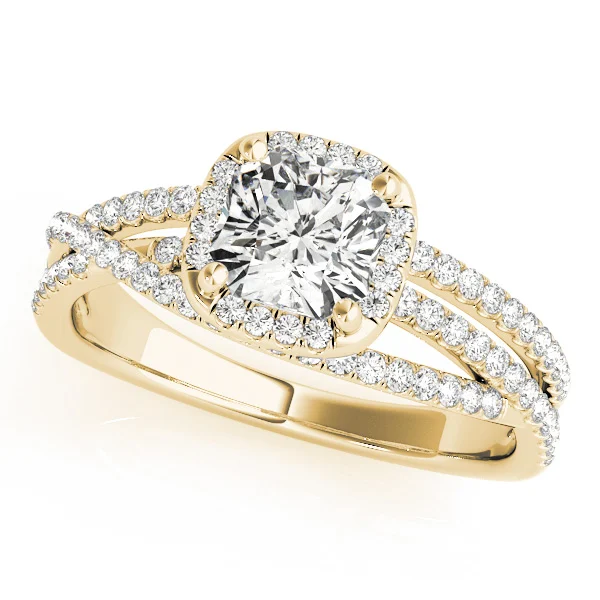 Multirow Twisted Shank Cushion Halo Engagement Ring - Image 5