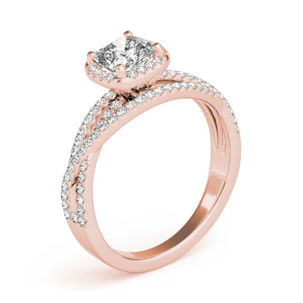 Multirow Twisted Shank Cushion Halo Engagement Ring - Image 12
