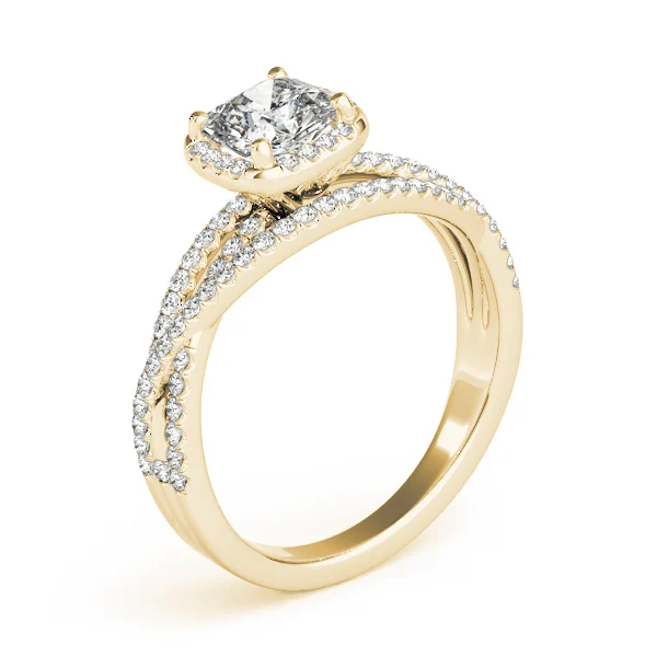 Multirow Twisted Shank Cushion Halo Engagement Ring - Image 8