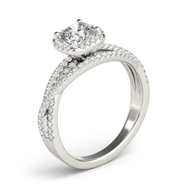 Multirow Twisted Shank Cushion Halo Engagement Ring - Image 4