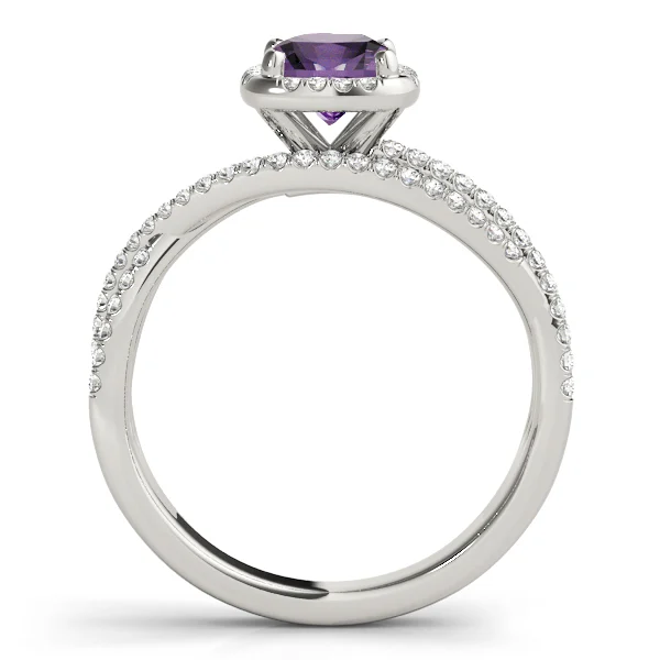 Multirow Twisted Shank Cushion Halo Engagement Ring - Image 14