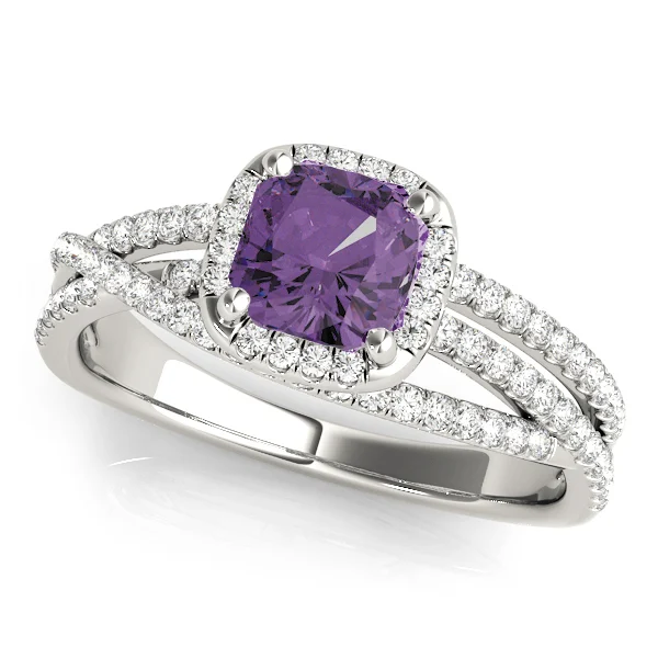 Multirow Twisted Shank Cushion Halo Engagement Ring - Image 13