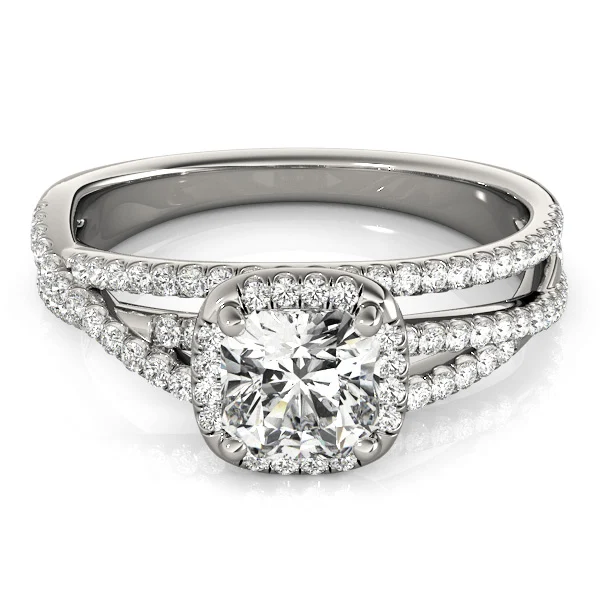 Multirow Twisted Shank Cushion Halo Engagement Ring - Image 3