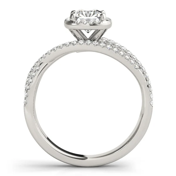 Multirow Twisted Shank Cushion Halo Engagement Ring - Image 2