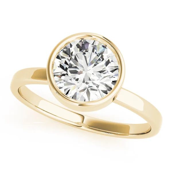 Solitaire Bezel Set Round Engagement Ring - Image 5