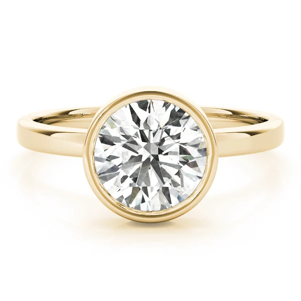 Solitaire Bezel Set Round Engagement Ring - Image 8