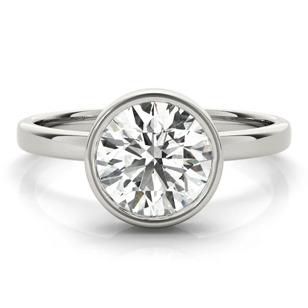 Solitaire Bezel Set Round Engagement Ring - Image 4