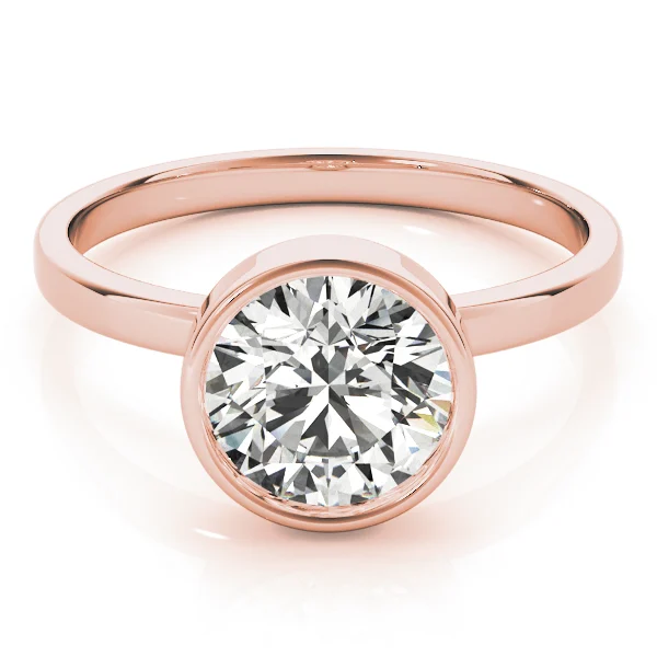 Solitaire Bezel Set Round Engagement Ring - Image 11