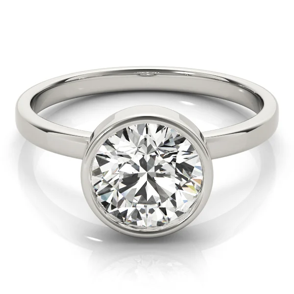 Solitaire Bezel Set Round Engagement Ring - Image 3