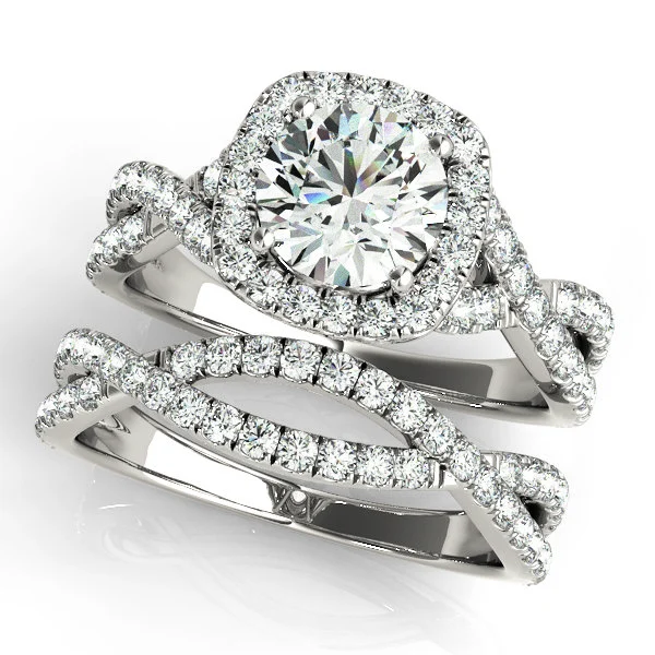 Twisted Split Shank Halo Engagement Ring - Image 3