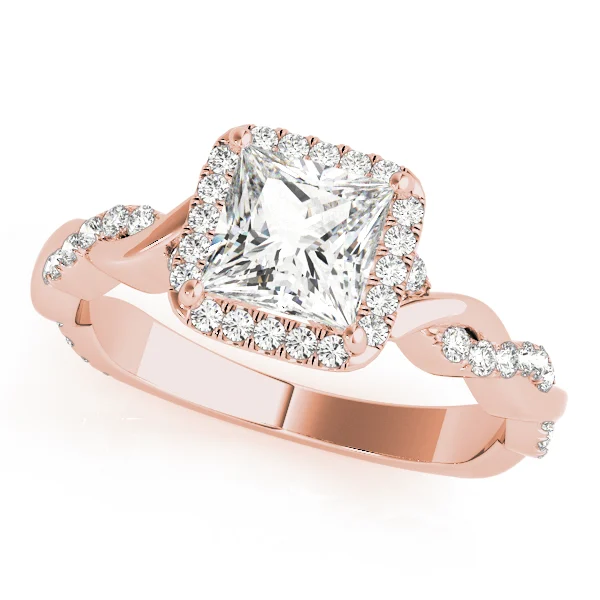 Braided Shank Prong Set Halo Engagement Ring - Image 9