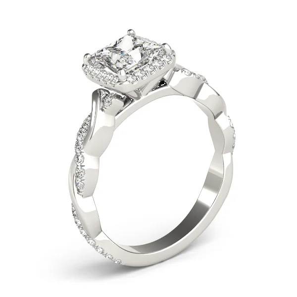 Braided Shank Prong Set Halo Engagement Ring - Image 4