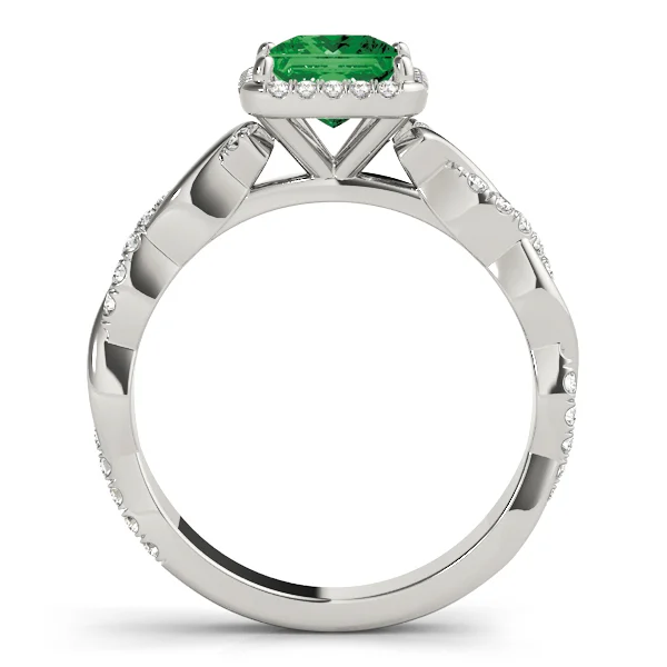 Braided Shank Prong Set Halo Engagement Ring - Image 14