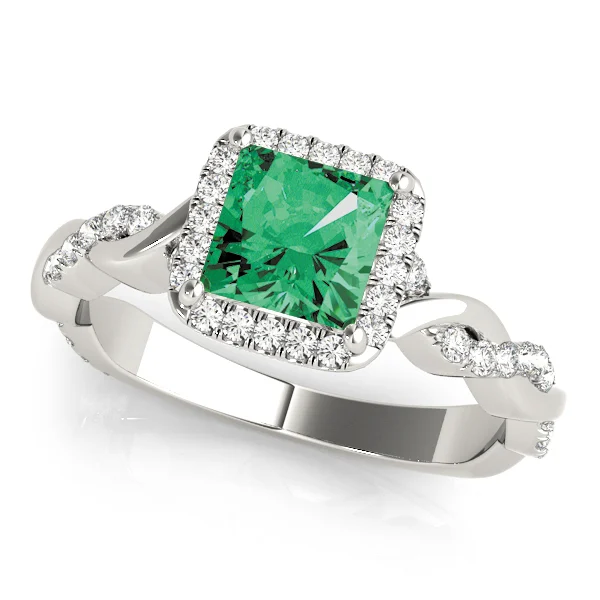 Braided Shank Prong Set Halo Engagement Ring - Image 13