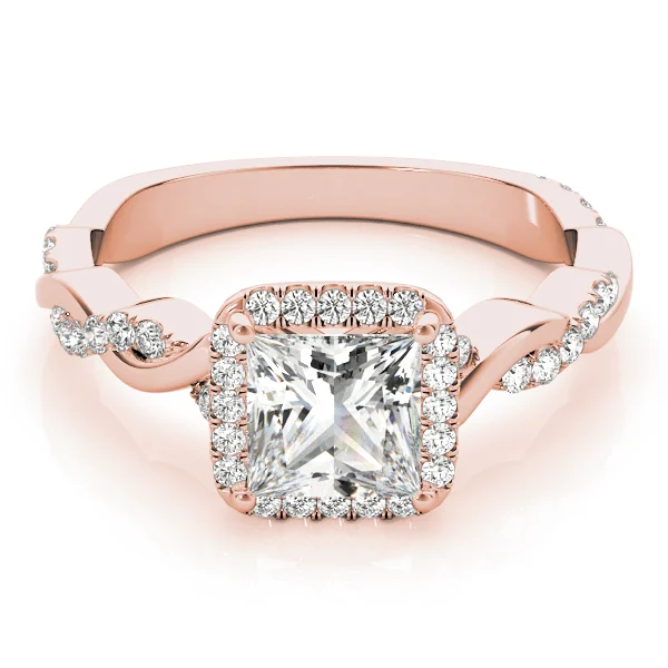 Braided Shank Prong Set Halo Engagement Ring - Image 11