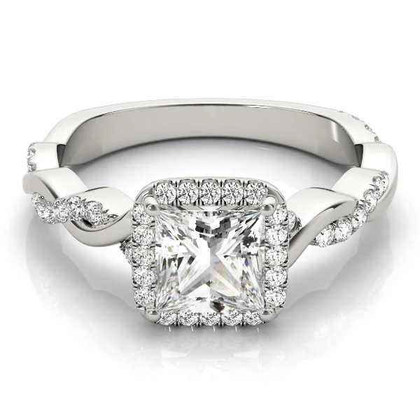 Braided Shank Prong Set Halo Engagement Ring - Image 3