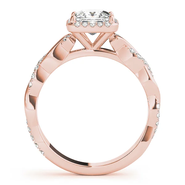 Braided Shank Prong Set Halo Engagement Ring - Image 10