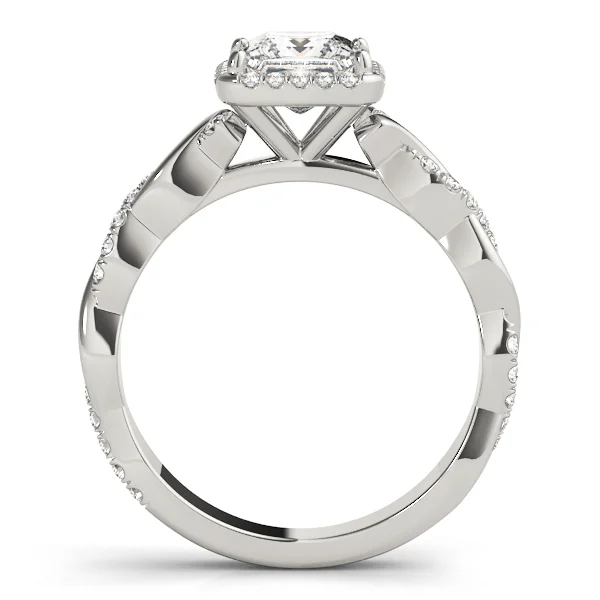 Braided Shank Prong Set Halo Engagement Ring - Image 2