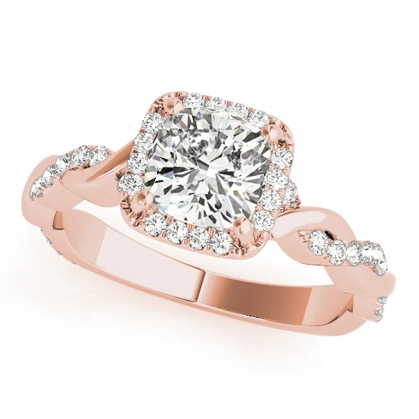 Twisted Shank Halo Cushion Shape Engagement Rings - Image 9