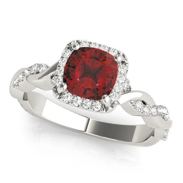 Twisted Shank Halo Cushion Shape Engagement Rings - Image 13