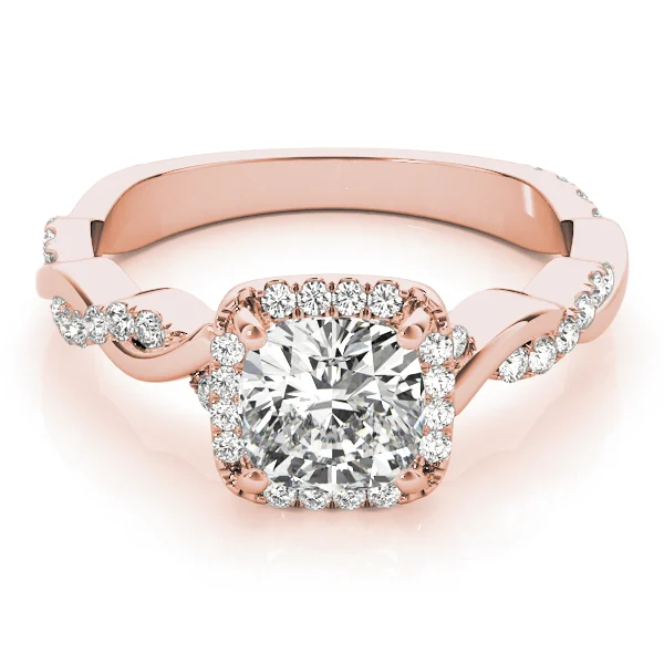 Twisted Shank Halo Cushion Shape Engagement Rings - Image 11