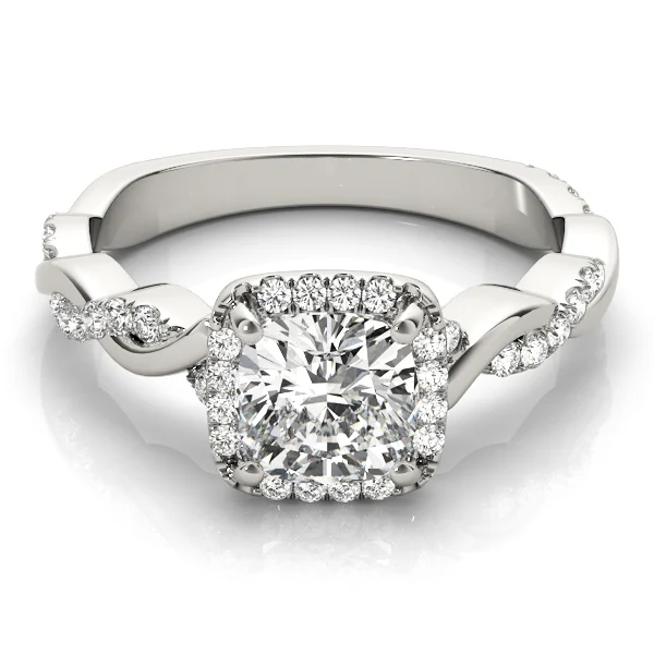 Twisted Shank Halo Cushion Shape Engagement Rings - Image 3
