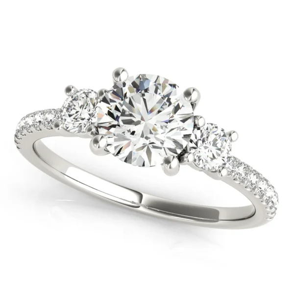 3-Stone Solitaire Split Prong Engagement Ring