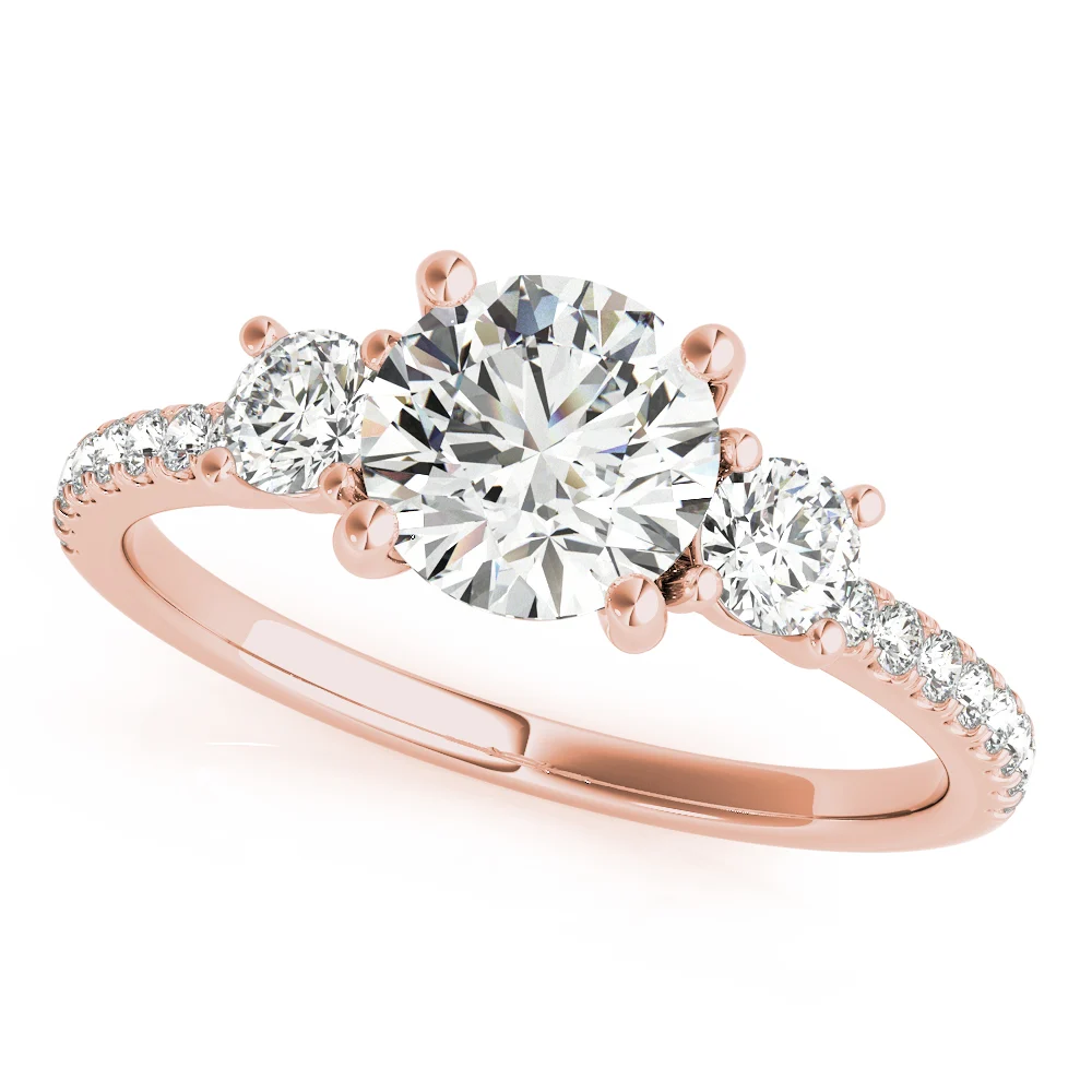 3-Stone Solitaire Split Prong Engagement Ring - Image 9