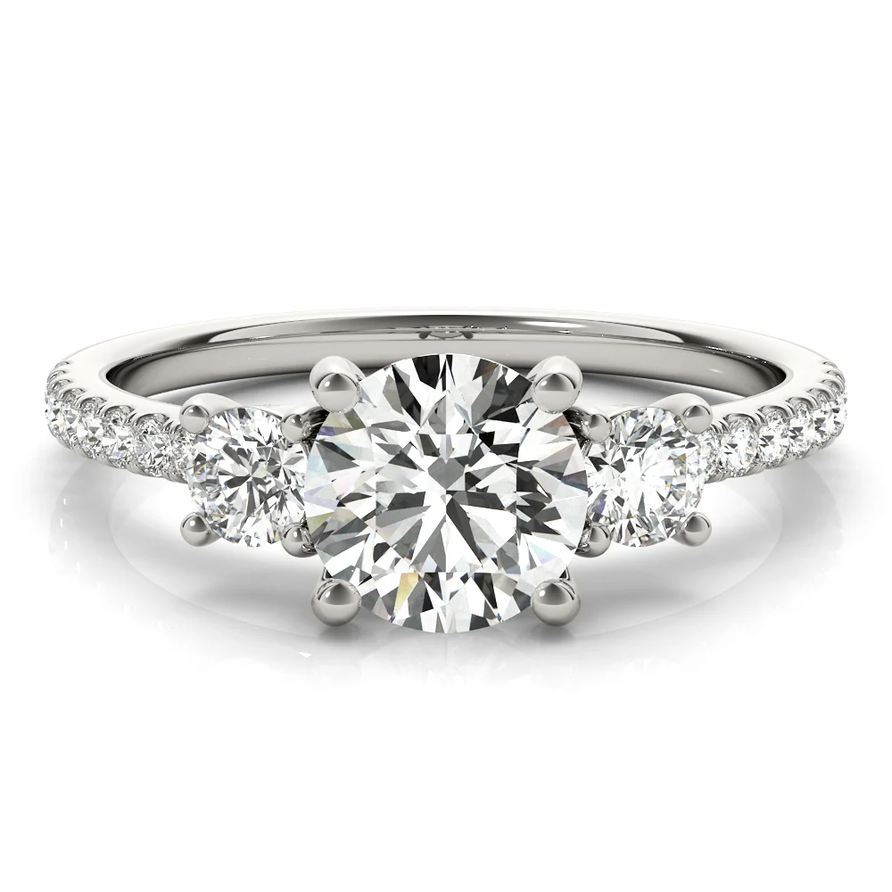 3-Stone Solitaire Split Prong Engagement Ring - Image 4