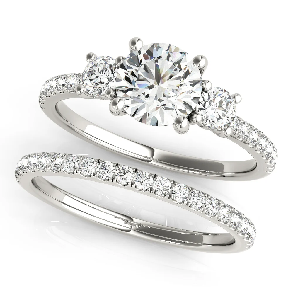 3-Stone Solitaire Split Prong Engagement Ring - Image 3