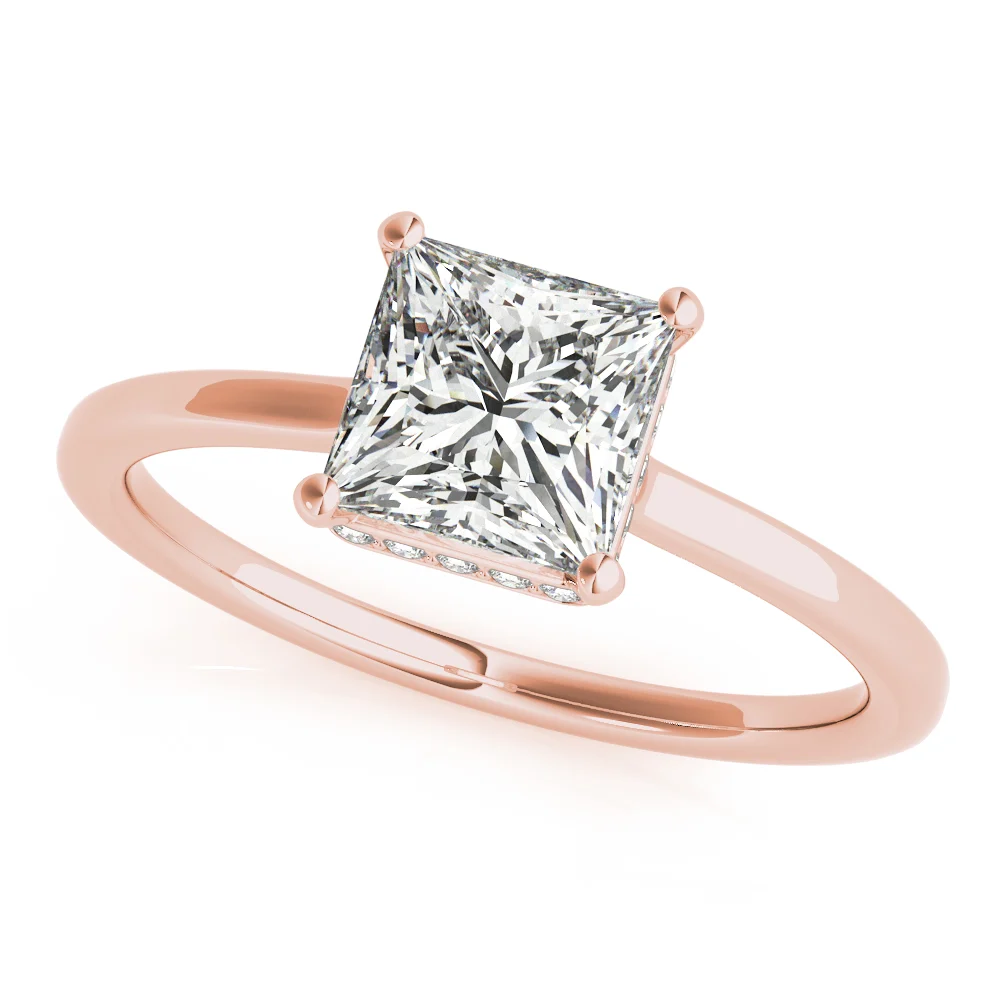 Square & Princess Cut Hidden Halo Engagement Ring - Image 11