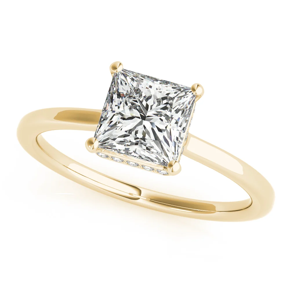 Square & Princess Cut Hidden Halo Engagement Ring - Image 6