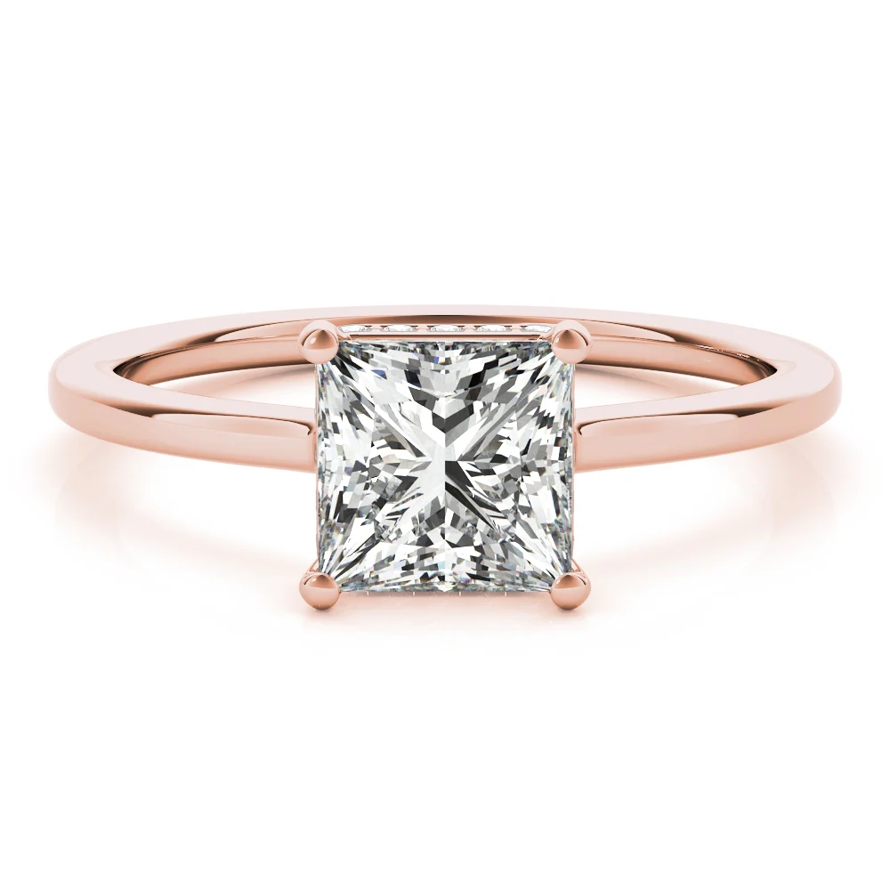 Square & Princess Cut Hidden Halo Engagement Ring - Image 14