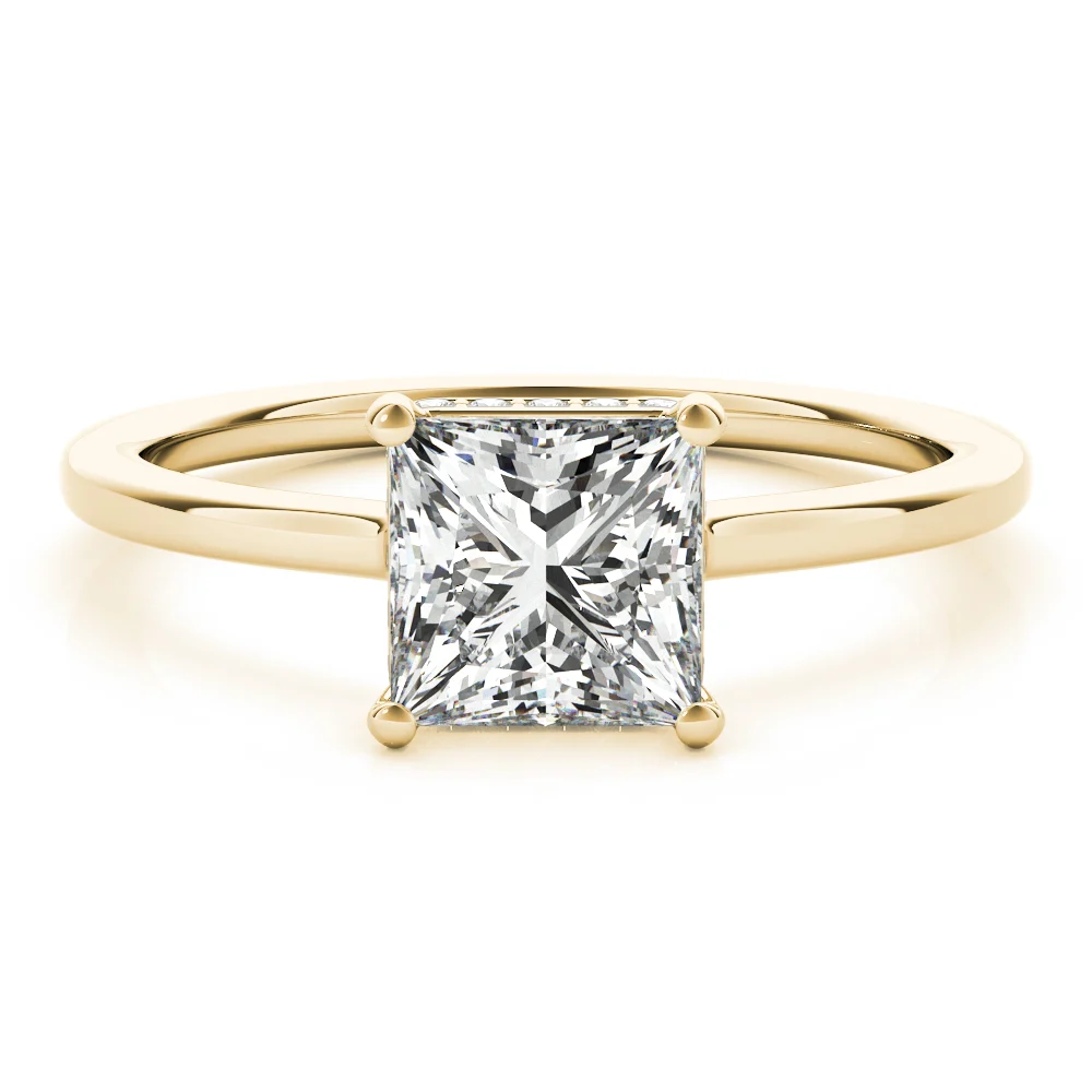 Square & Princess Cut Hidden Halo Engagement Ring - Image 9
