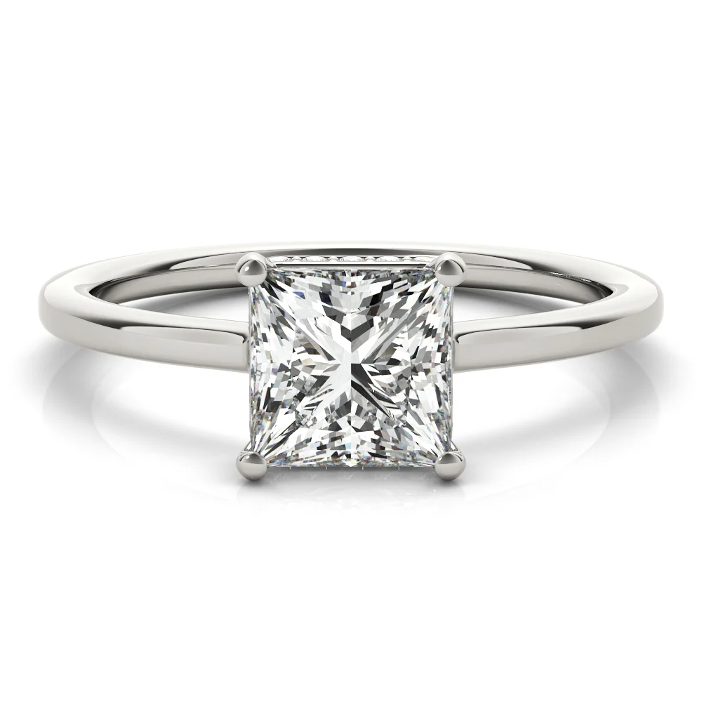 Square & Princess Cut Hidden Halo Engagement Ring - Image 4