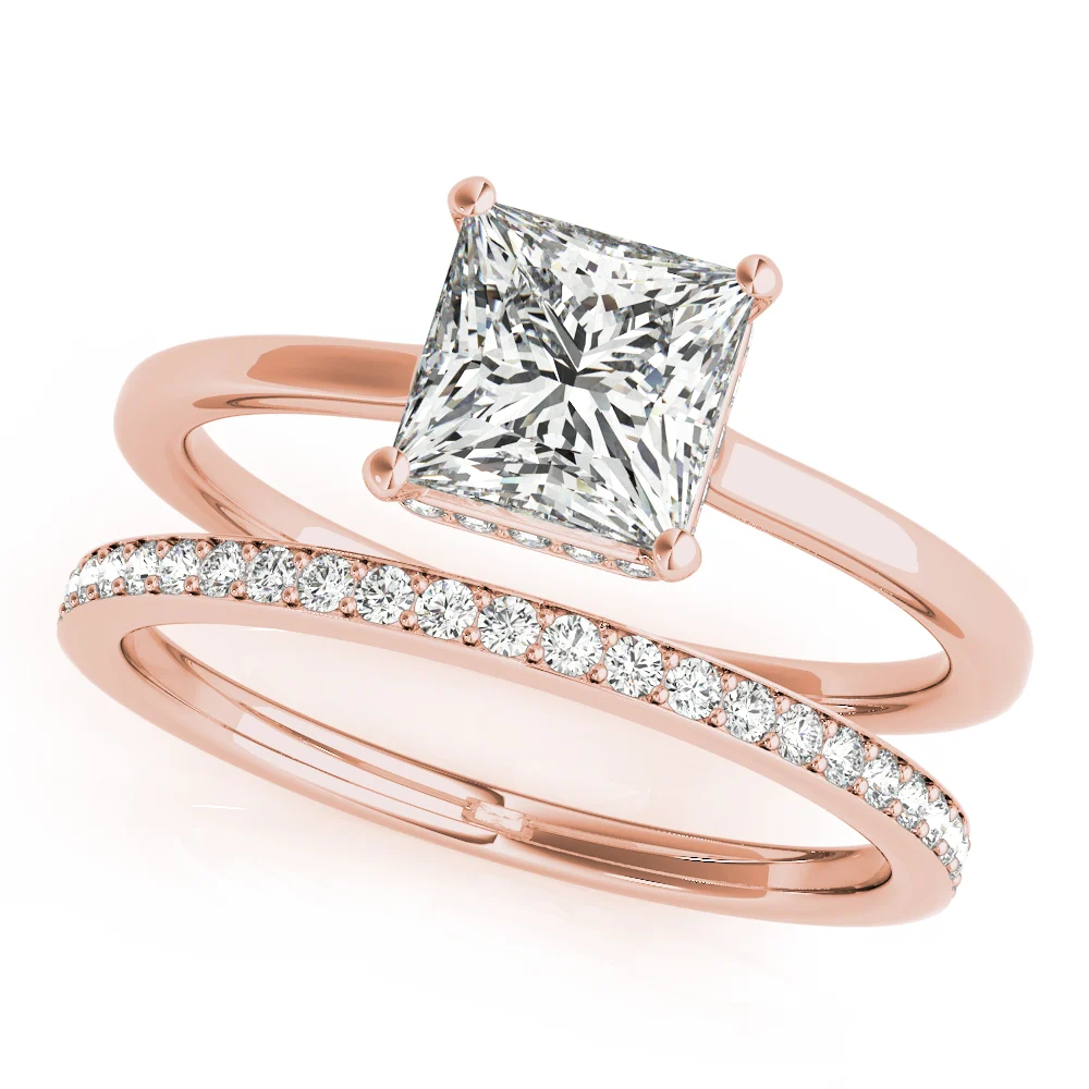 Square & Princess Cut Hidden Halo Engagement Ring - Image 13