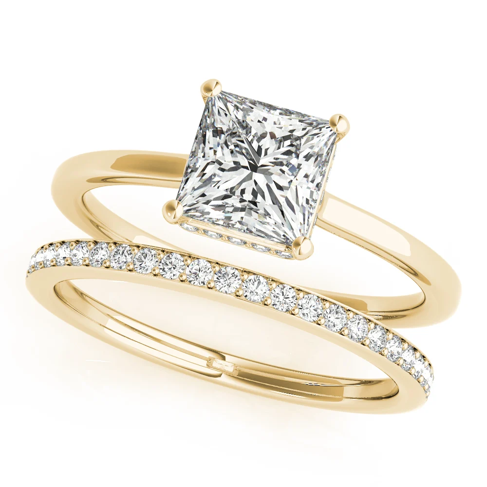Square & Princess Cut Hidden Halo Engagement Ring - Image 8