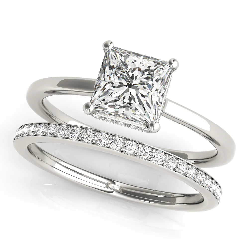 Square & Princess Cut Hidden Halo Engagement Ring - Image 3