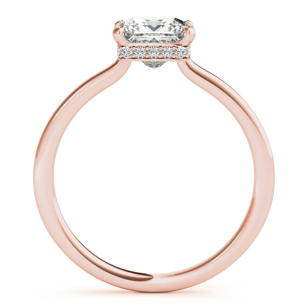 Square & Princess Cut Hidden Halo Engagement Ring - Image 12
