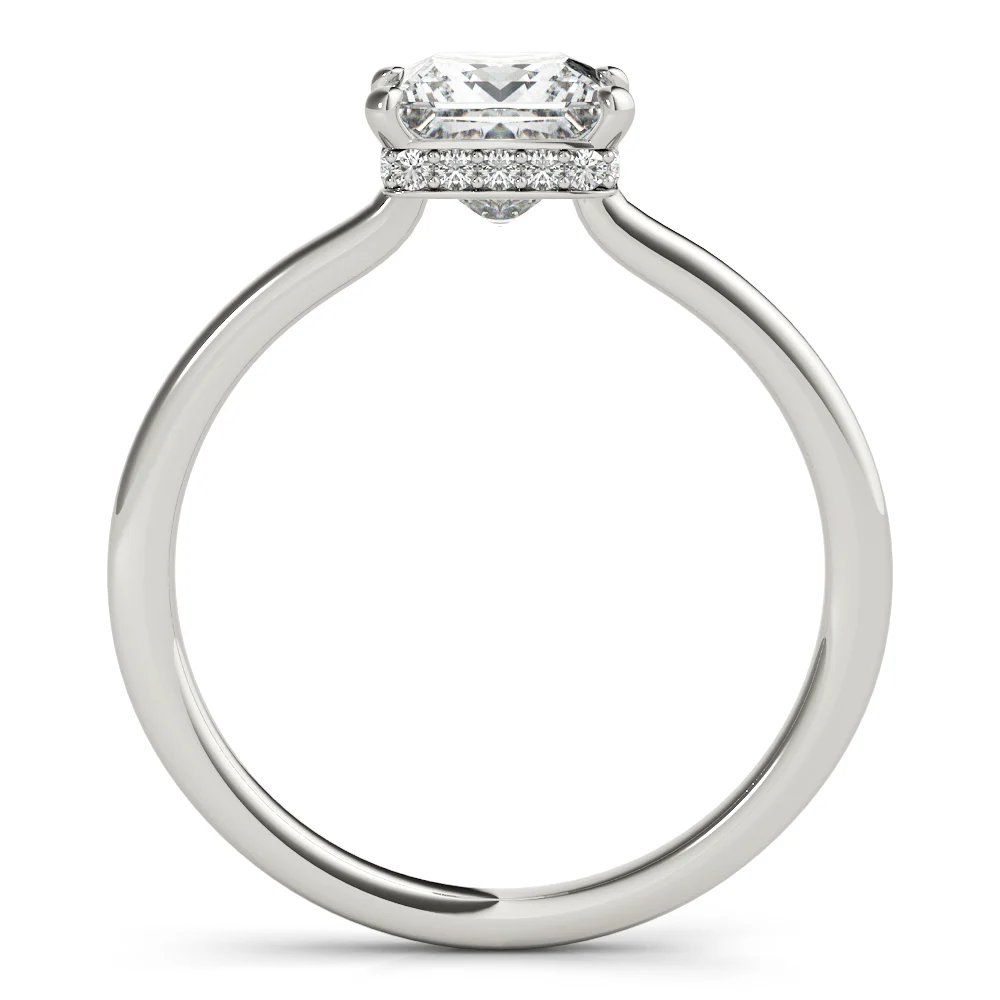 Square & Princess Cut Hidden Halo Engagement Ring - Image 2
