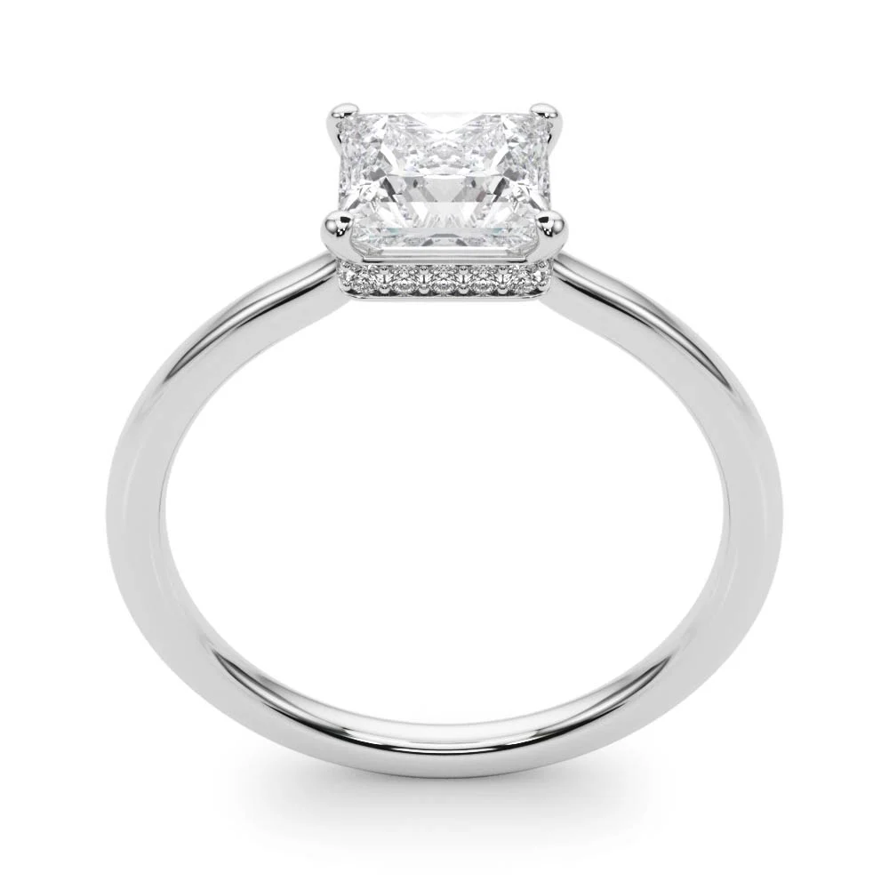 Square & Princess Cut Hidden Halo Engagement Ring - Image 5