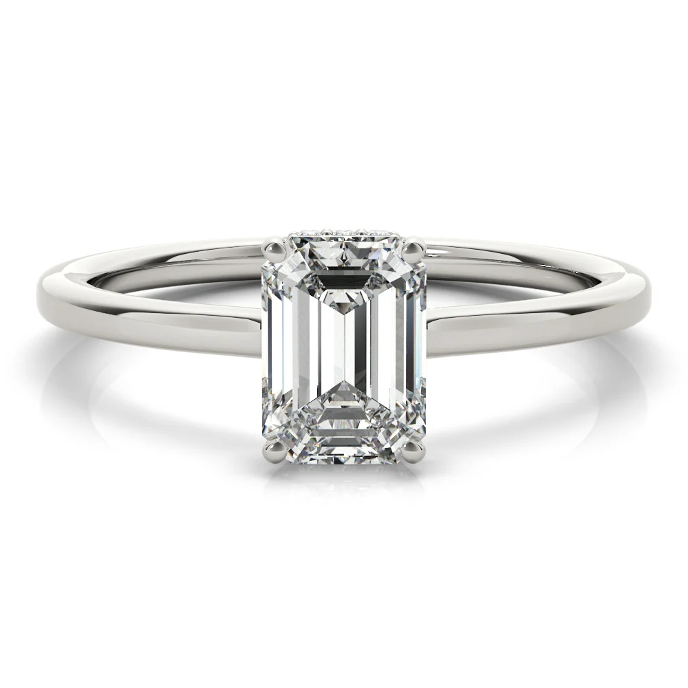 Solitaire Emerald-Cut Engagement Ring - Image 4