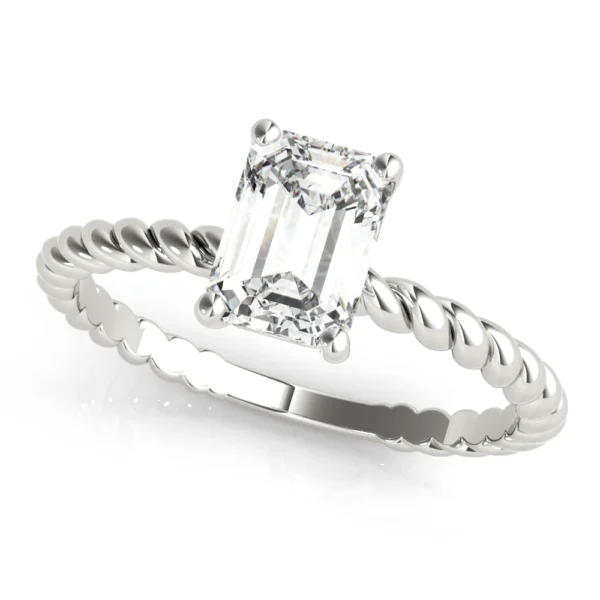 Braided Shank Emerald Cut Engagement Ring